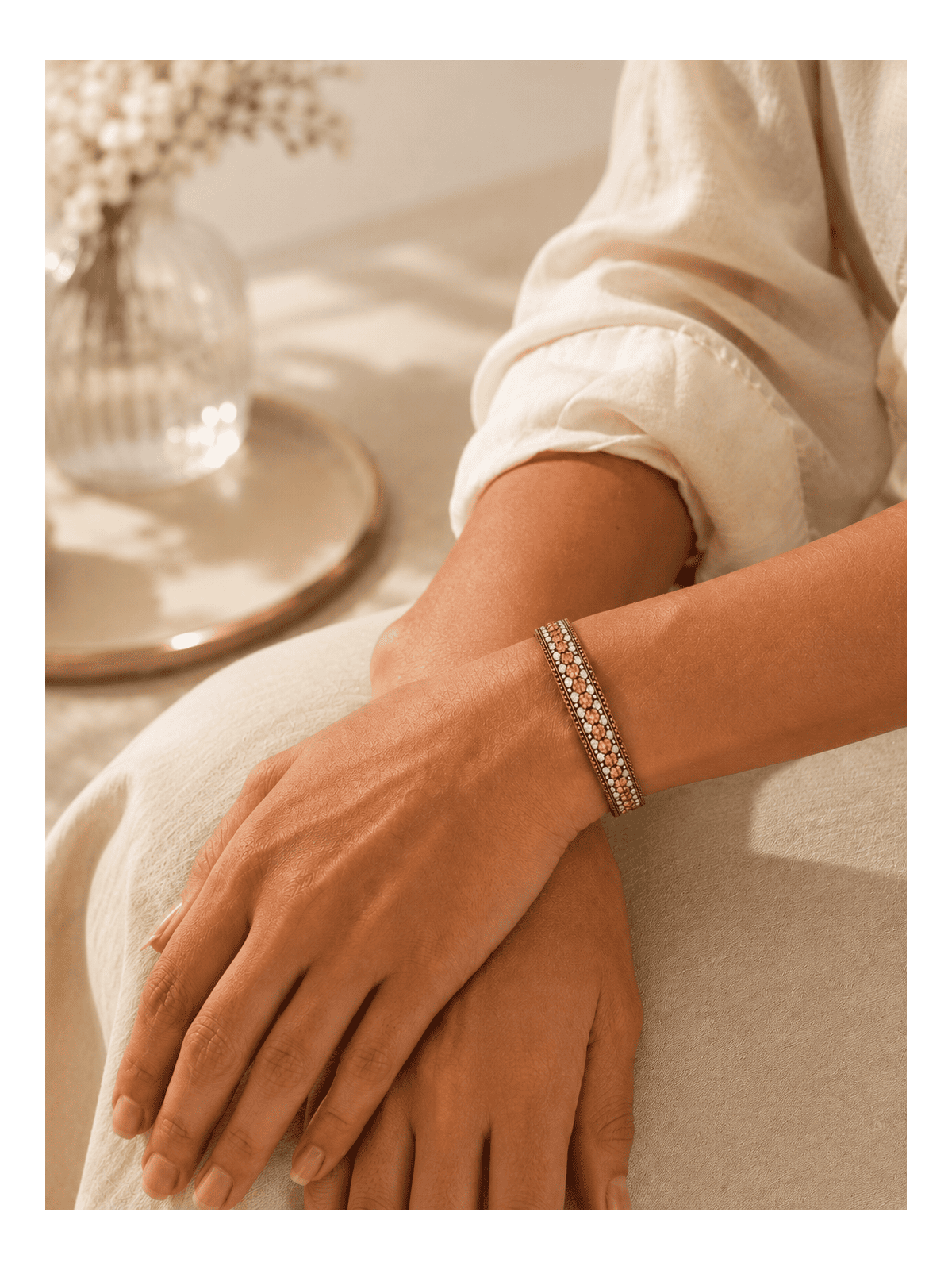 Bracelet femme strass dorés – Bijou bohème chic élégant
