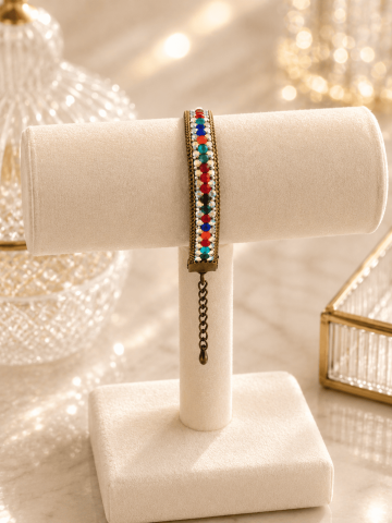 Bracelet multicolore femme Bracelet bohème chic avec strass colorés