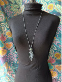 collier micromacramé pierre agate mousse