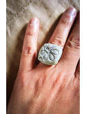 Bague pistache dentelle en argile polymère 