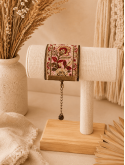 Manchette Fleurie Brodée Rose et Or – Bijou Bohème Chic Femme