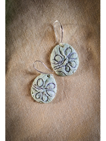 Boucles d’oreilles pistache en argile polymère et argent sterling