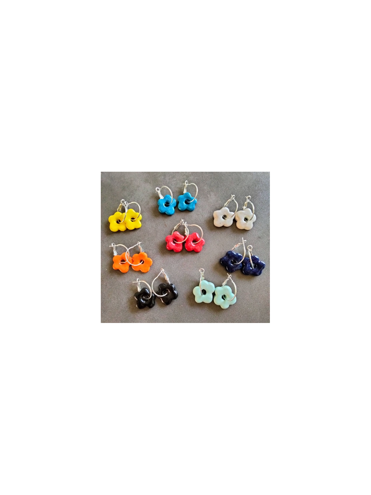 Boucles d'oreilles fleurs en céramique émaillée