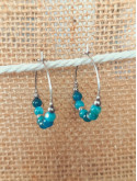 Boucles d'oreilles créoles en acier inoxydable et pierres naturelles 