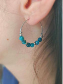 Boucles d'oreilles créoles en acier inoxydable et pierres naturelles 
