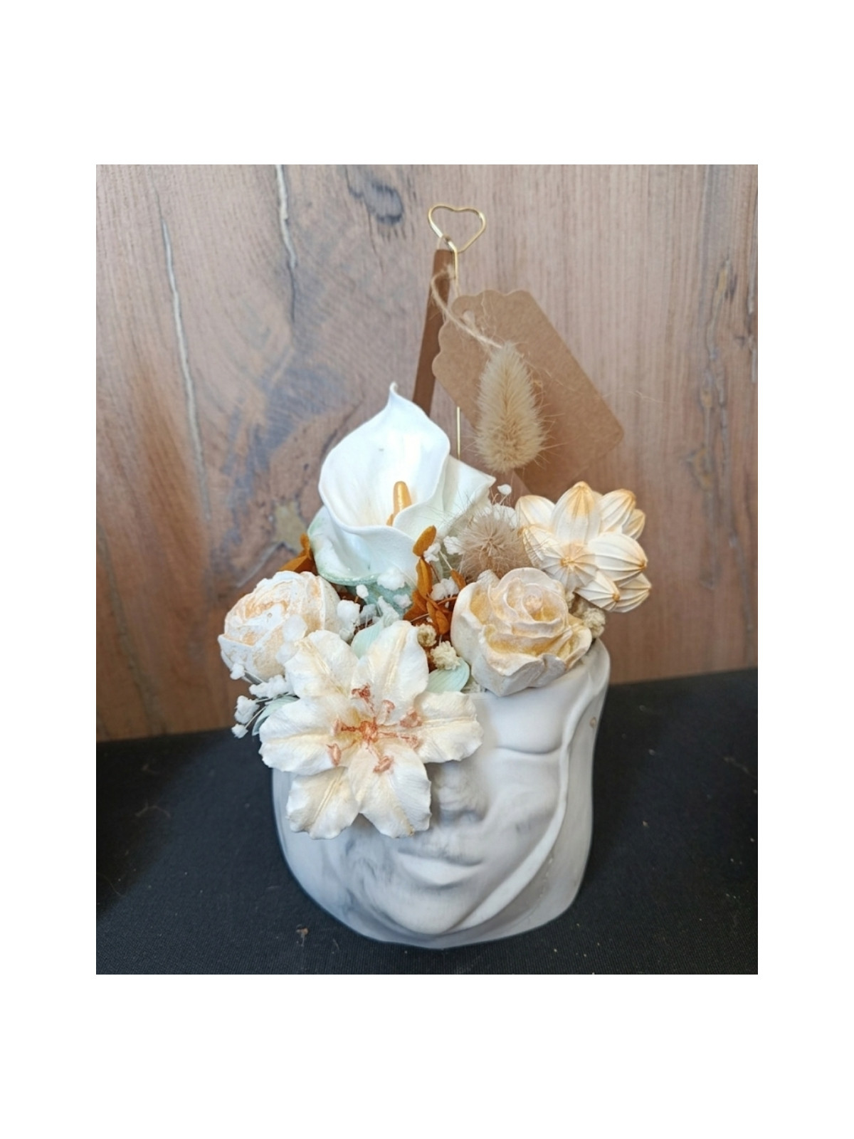 Le Duo Floral Éternel – Pot, Plateau & Son Bouquet