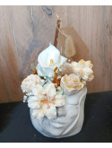 Le Duo Floral Éternel – Pot, Plateau & Son Bouquet