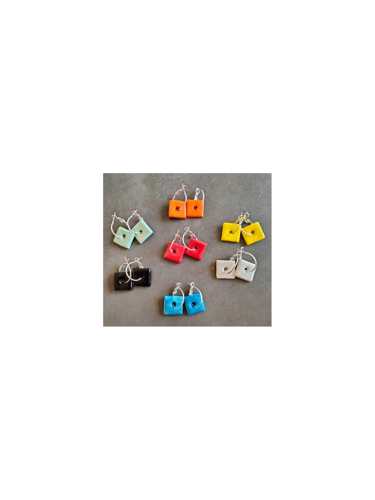 Boucles d'oreilles carrées en céramique émaillée