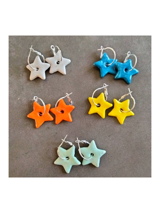 Boucles d'oreilles étoiles en céramique émaillée