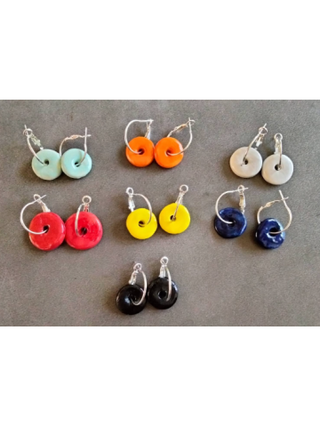 Boucles d'oreilles rondes en céramique émaillée