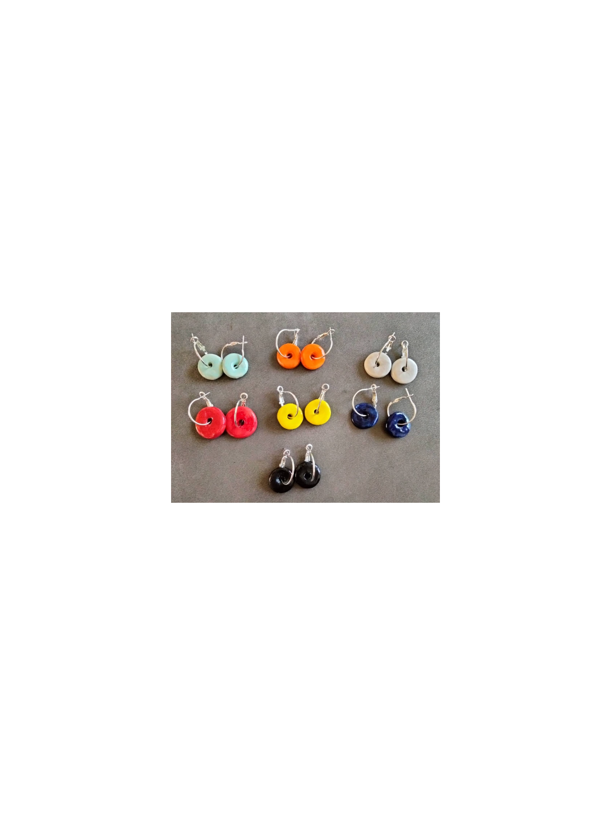 Boucles d'oreilles rondes en céramique émaillée