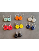 Boucles d'oreilles rondes en céramique émaillée