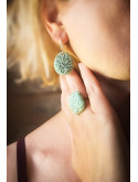 Boucles d’oreilles pistache en argile polymère et argent sterling