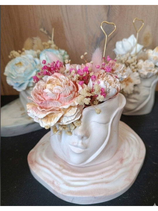 Le Duo Floral Éternel – Pot, Plateau & Son Bouquet