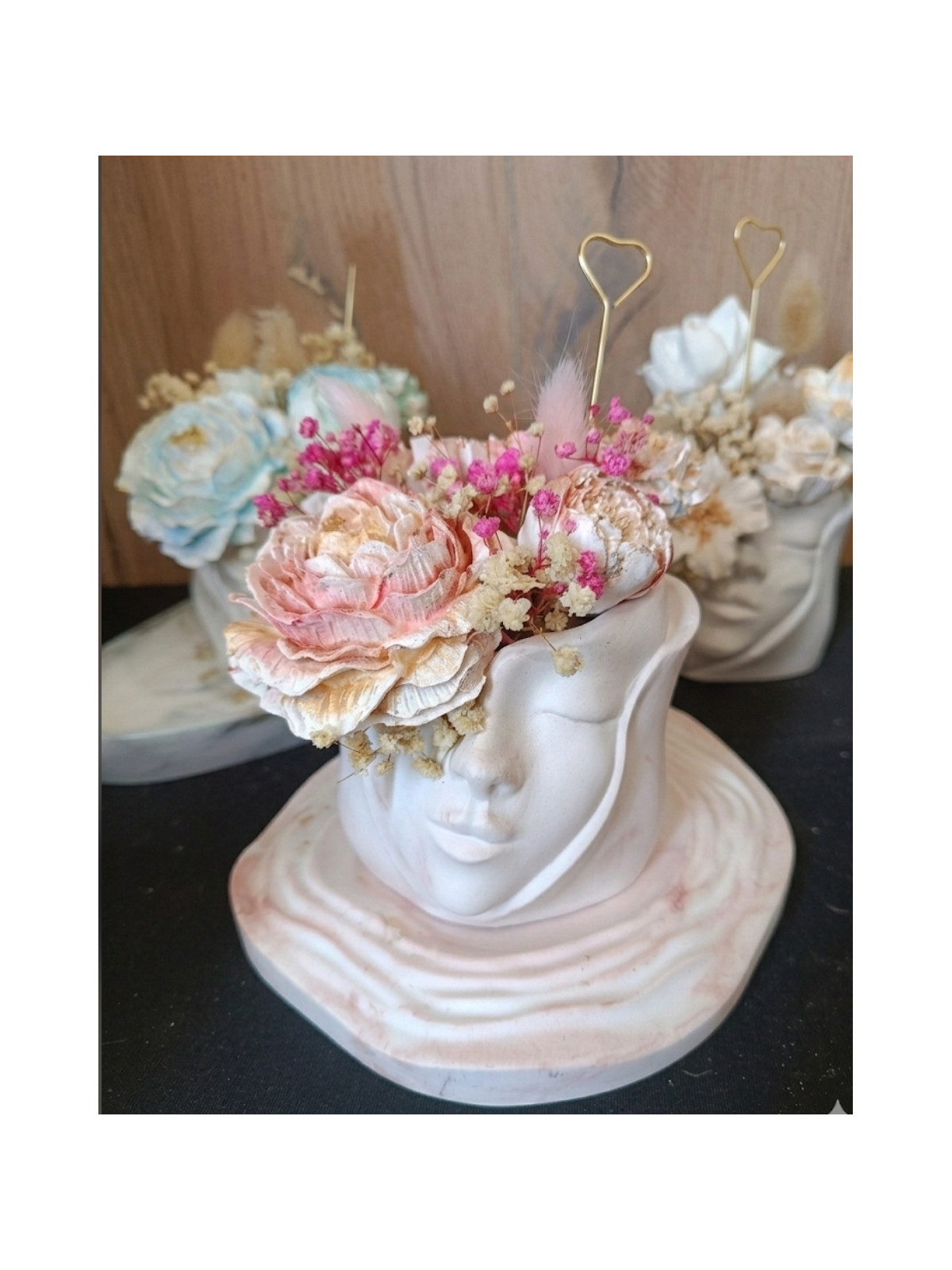 Le Duo Floral Éternel – Pot, Plateau & Son Bouquet