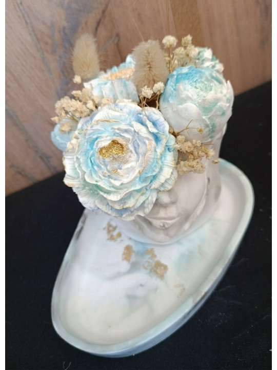 Le Duo Floral Éternel – Pot, Plateau & Son Bouquet