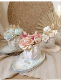 Le Duo Floral Éternel – Pot, Plateau & Son Bouquet
