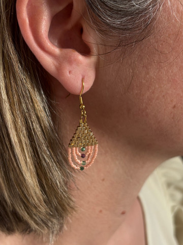 Boucles d'Oreilles Dorées et Perles Miyuki
