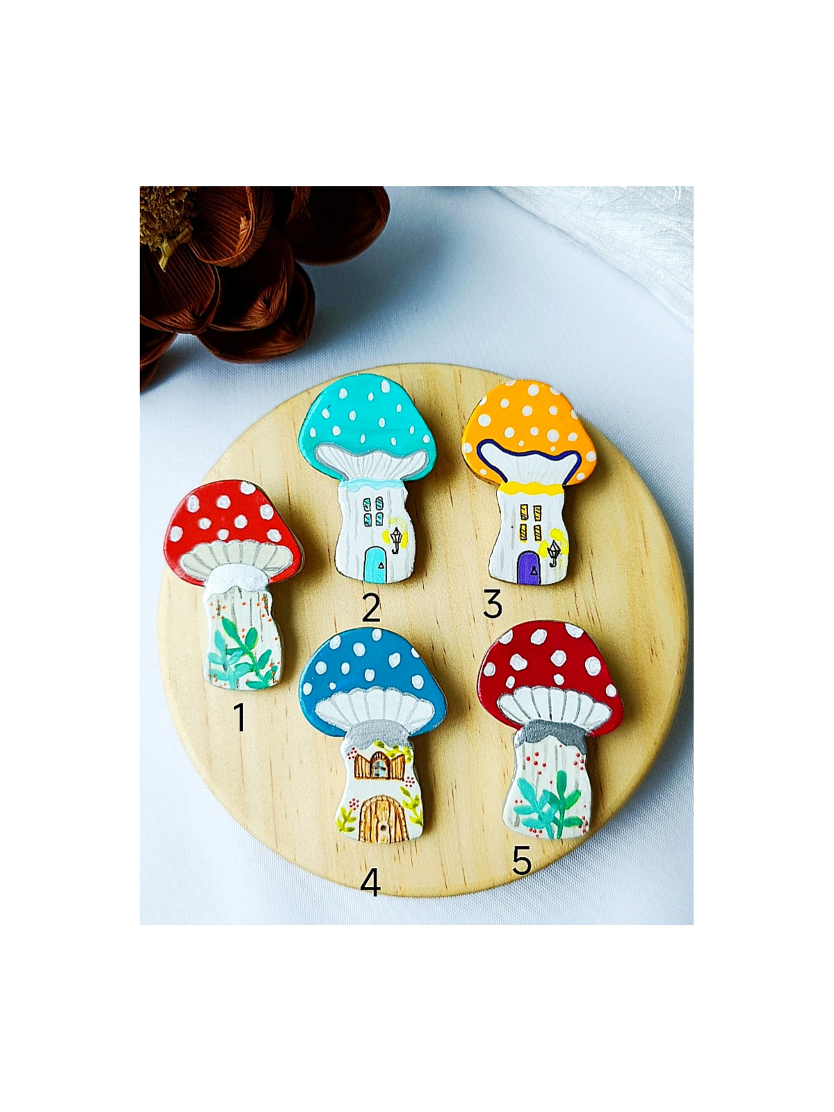 broche champignon peint à la main