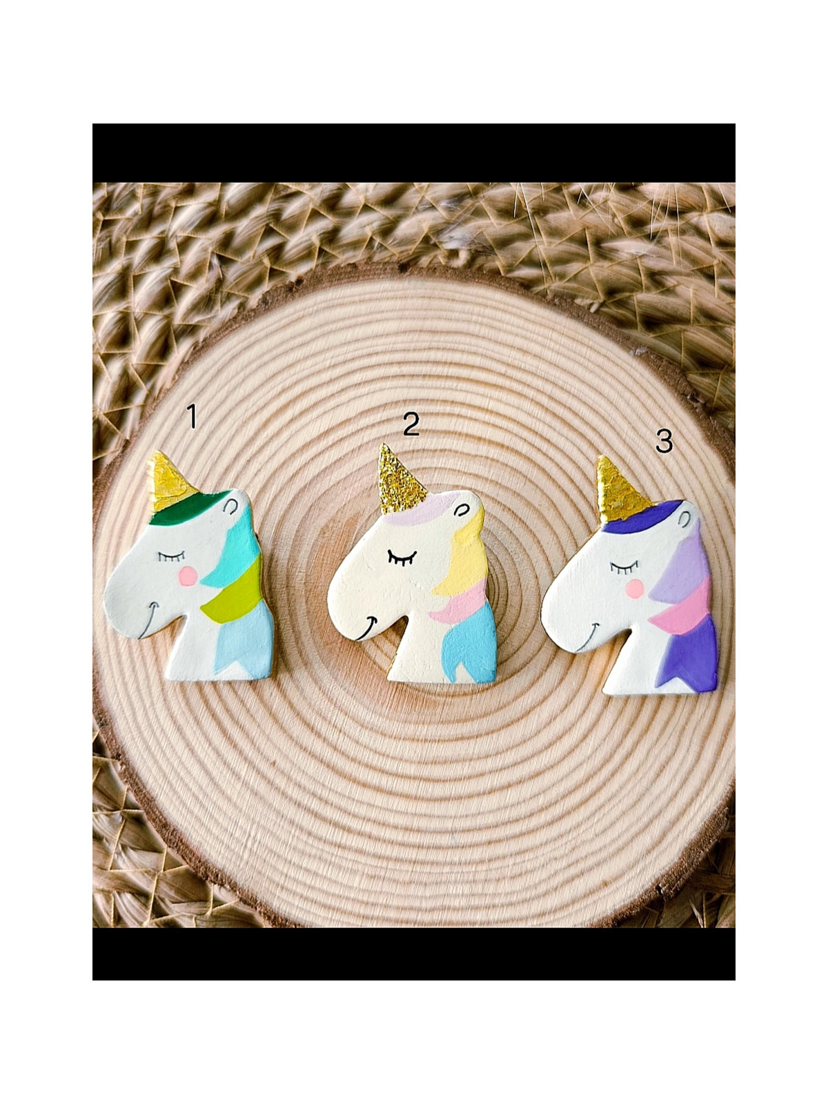 broche licorne en argile peint à la main