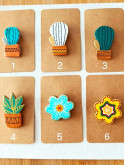 Broche fleur et cactus