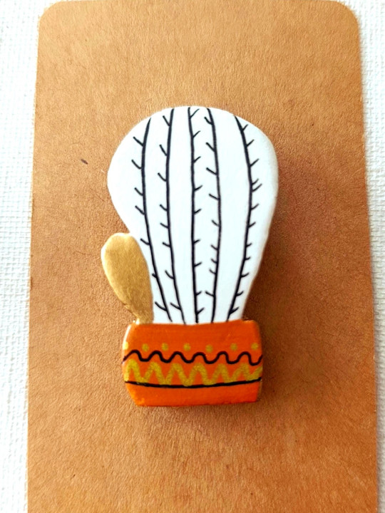 Broche fleur et cactus