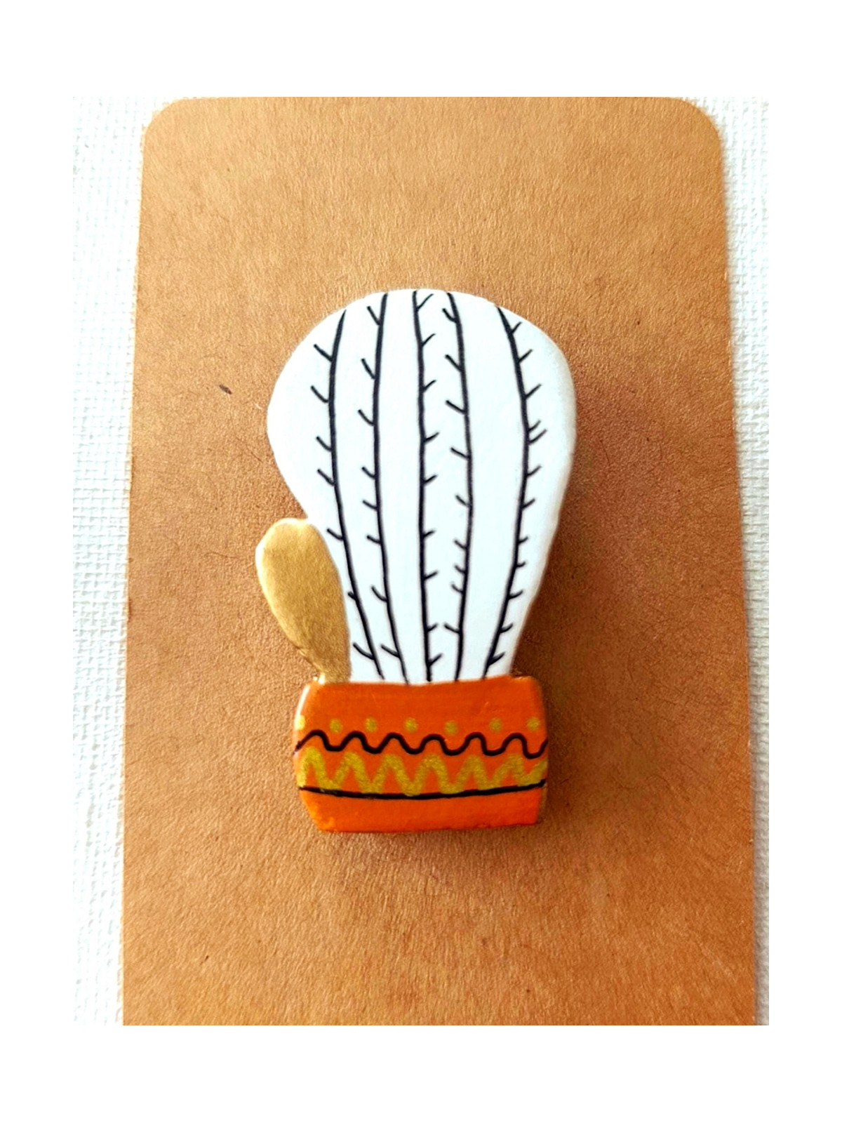 Broche fleur et cactus