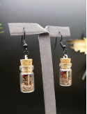 Boucles d'oreilles en fiole S - fleurs séchées rouges