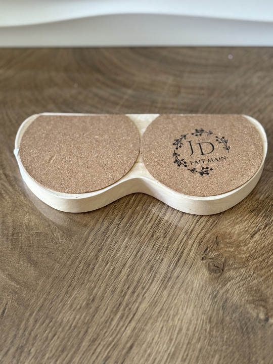 Support de lunettes arrondi marbré beige 