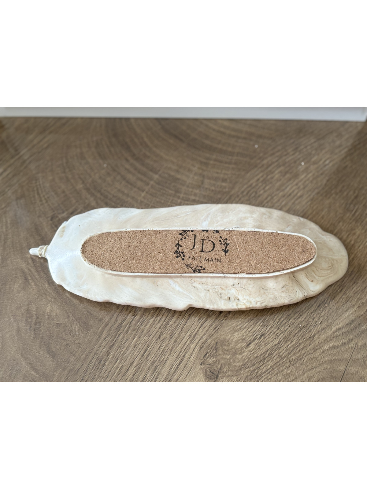 Vide-poche plume marbré beige