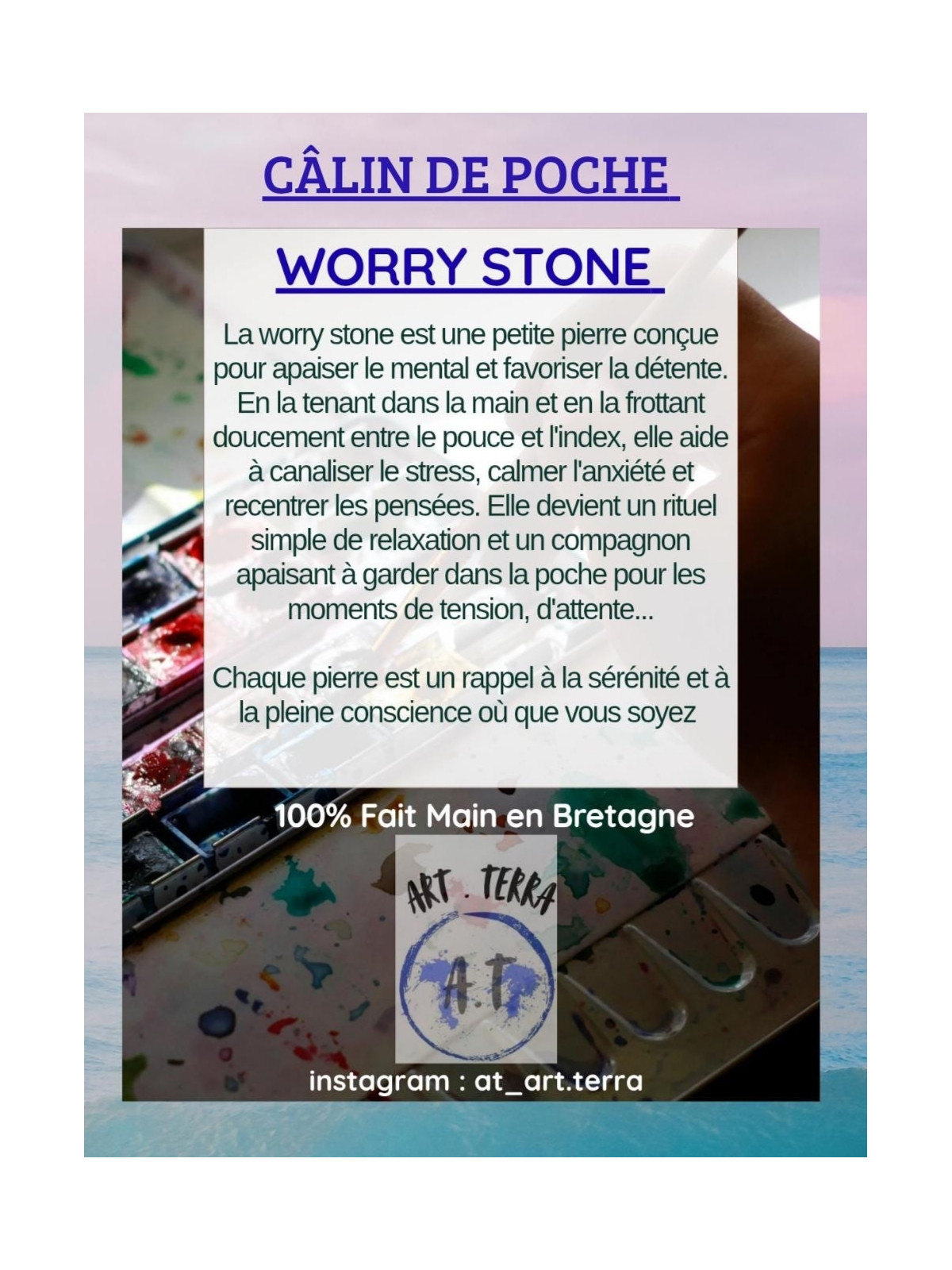 câlin de poche/worry stone en argile fait main 