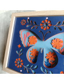 Cadre 3D papillon folk