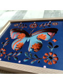 Cadre 3D papillon folk